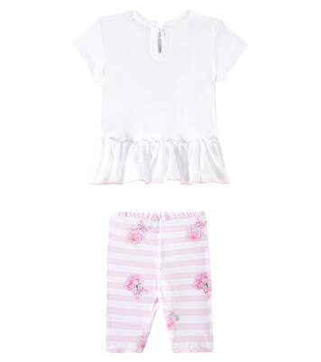Baby floral striped cotton-blend top and leggings set | Monnalisa