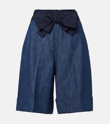 Bow-detail chambray Bermuda shorts | Valentino