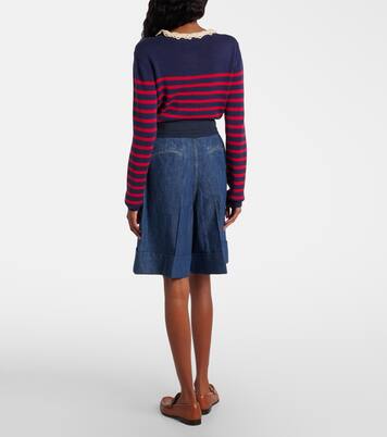 Bow-detail chambray Bermuda shorts | Valentino