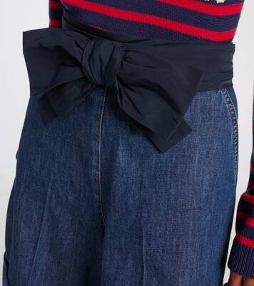 Bow-detail chambray Bermuda shorts | Valentino