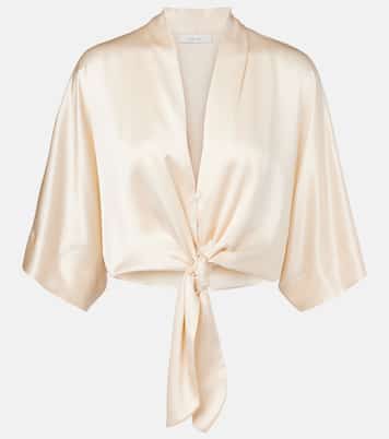 Cropped silk satin wrap blouse | The Sei
