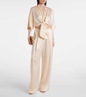 Cropped silk satin wrap blouse | The Sei