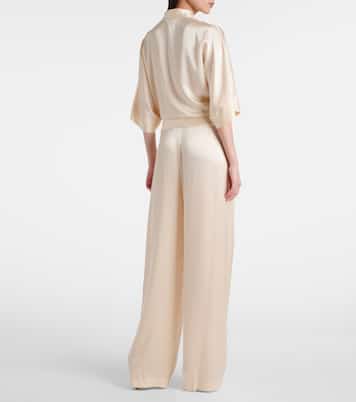 Cropped silk satin wrap blouse | The Sei