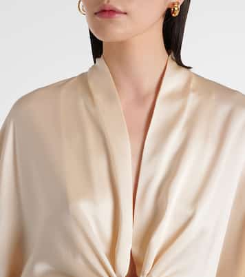 Cropped silk satin wrap blouse | The Sei