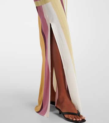 Abito lungo Fontana in crêpe di seta a righe | SIR