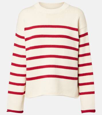 Pull Lucia rayé en coton et cachemire | Velvet