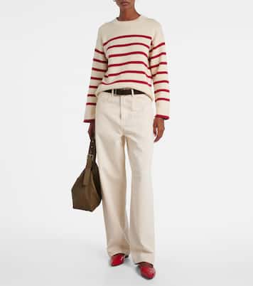 Pull Lucia rayé en coton et cachemire | Velvet