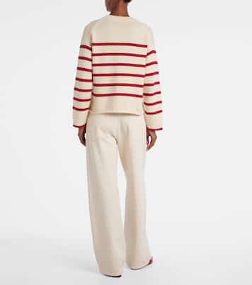 Pull Lucia rayé en coton et cachemire | Velvet