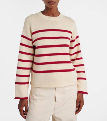Pull Lucia rayé en coton et cachemire | Velvet