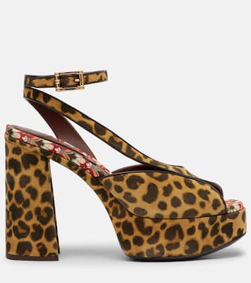 120 leopard-print canvas platform sandals | Etro