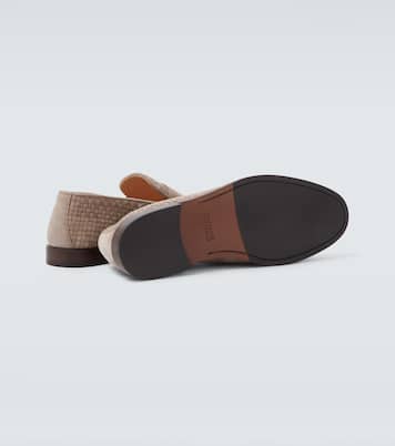 Woven suede penny loafers | Brunello Cucinelli