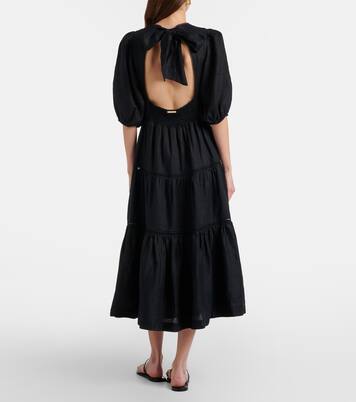 Meteora lace-trimmed linen midi dress | Heidi Klein