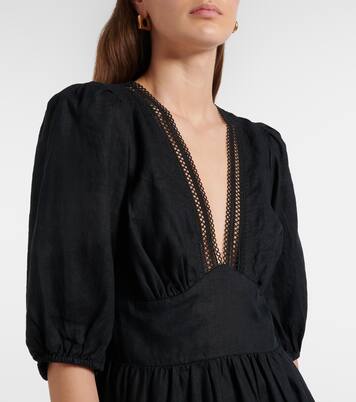 Meteora lace-trimmed linen midi dress | Heidi Klein