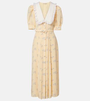 Lace-trimmed floral silk shirt dress | Alessandra Rich