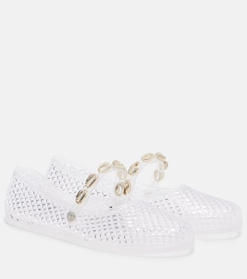 Iro embellished fishnet ballet flats | Ancient Greek Sandals