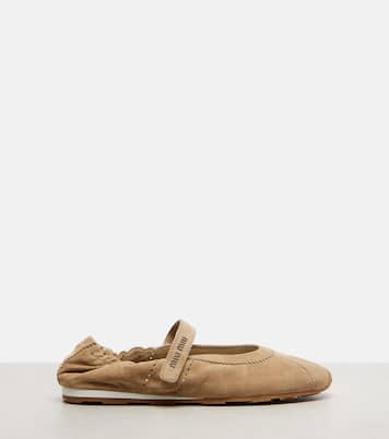 Ballerinas Plume aus Veloursleder | Miu Miu