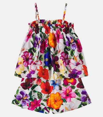 Floral cotton top and shorts set | Dolce&Gabbana Kids