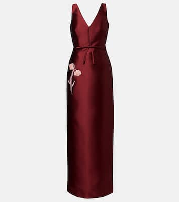 Robe en satin à appliqués floraux | Erdem