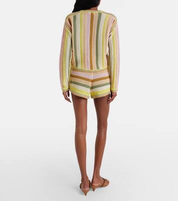 Indra crochet striped cotton shorts | Zimmermann