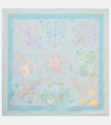 Sciarpa in twill di seta con stampa floreale | Gucci