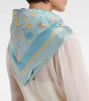 Sciarpa in twill di seta con stampa floreale | Gucci
