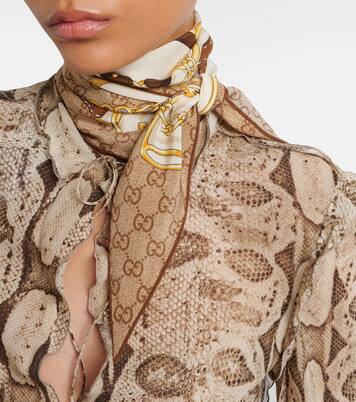 GG printed reversible silk twill scarf | Gucci