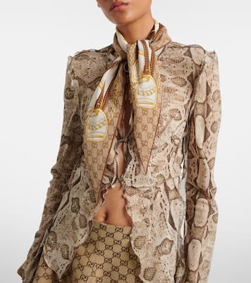 GG printed reversible silk twill scarf | Gucci