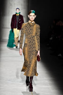 Robe midi en laine à motif serpent | Dries Van Noten