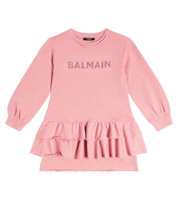 Logo cotton sweatshirt dress | Balmain Kids
