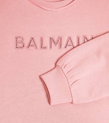 Logo cotton sweatshirt dress | Balmain Kids