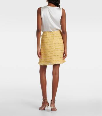 Minifalda de punto bouclé con flecos | Giambattista Valli