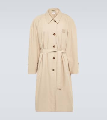 Trench-coat en gabardine de coton à logo | Miu Miu