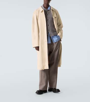 Trench-coat en gabardine de coton à logo | Miu Miu