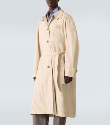 Trench-coat en gabardine de coton à logo | Miu Miu