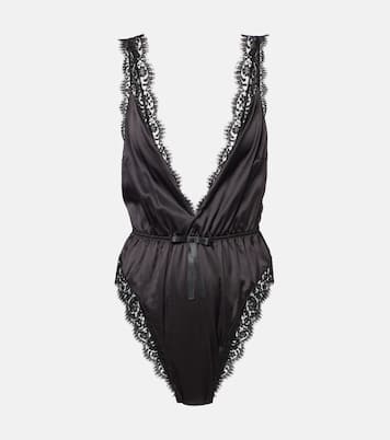 Lace-trimmed silk-blend satin bodysuit | Dolce&Gabbana