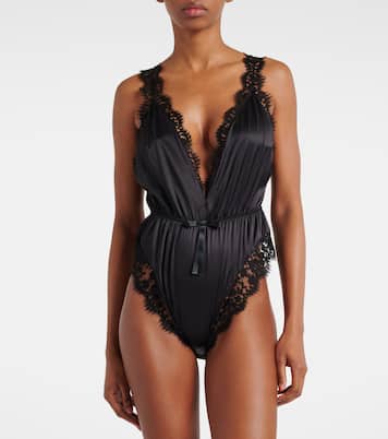Lace-trimmed silk-blend satin bodysuit | Dolce&Gabbana