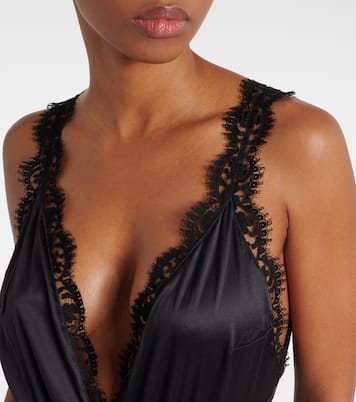 Lace-trimmed silk-blend satin bodysuit | Dolce&Gabbana
