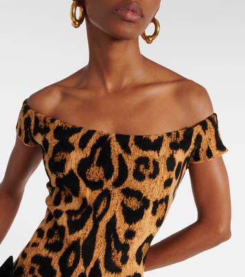 Robe midi à encolure bardot | Oscar de la Renta