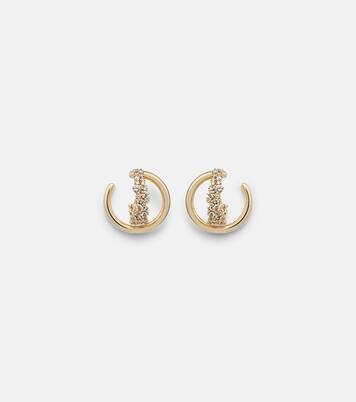 Scatter Double 18kt gold earrings with diamonds | Ananya