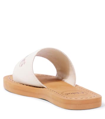 Logo embossed denim slides | Chloé Kids