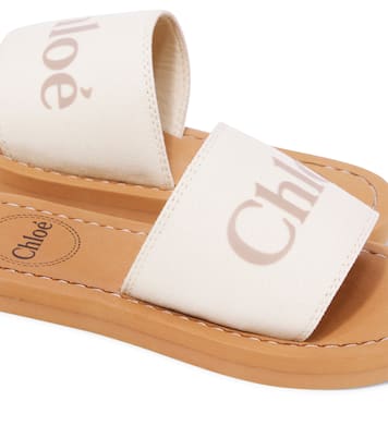 Logo embossed denim slides | Chloé Kids