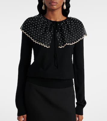 Tulle-trimmed wool sweater | Valentino