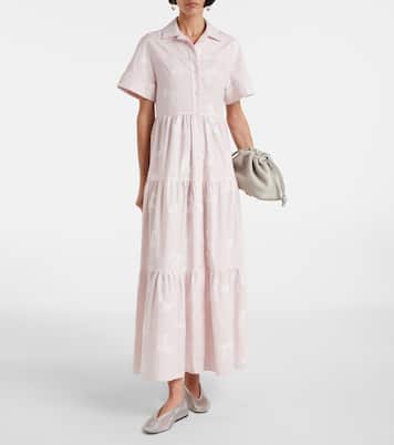 Robe chemise brodée en coton | Erdem