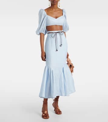 Rhiannon puff-sleeve linen crop top | Zimmermann