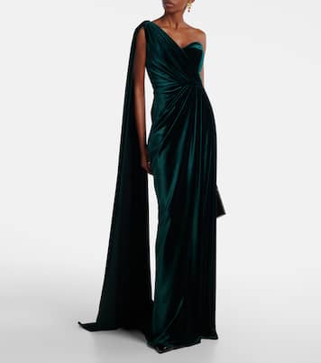 One-Shoulder-Robe aus Samt | Monique Lhuillier