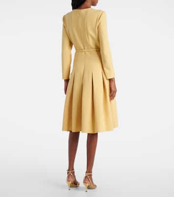 Abito midi in crêpe a pieghe | Oscar de la Renta