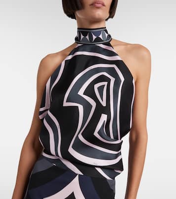 Iride halterneck silk twill top | Pucci