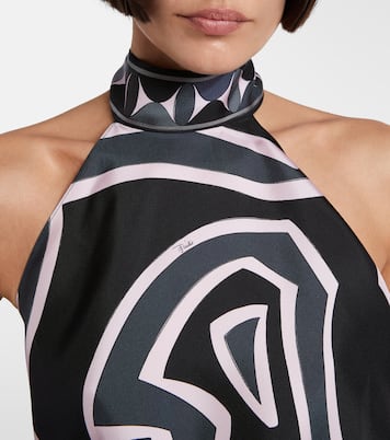 Iride halterneck silk twill top | Pucci
