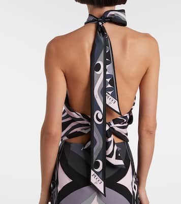 Iride halterneck silk twill top | Pucci