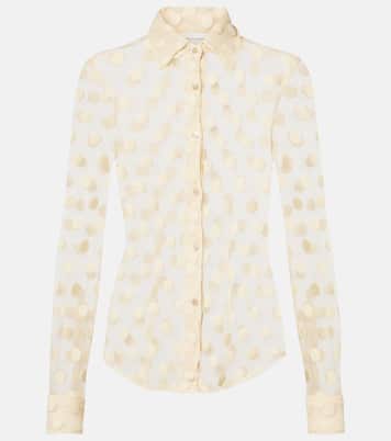 Polka-dot cotton-blend mesh shirt | Dries Van Noten